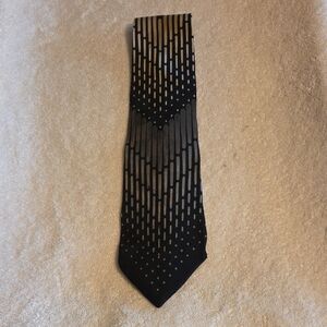 Vintage Portofino Men's Black Patterned Silk Tie - Modern Geometric Design